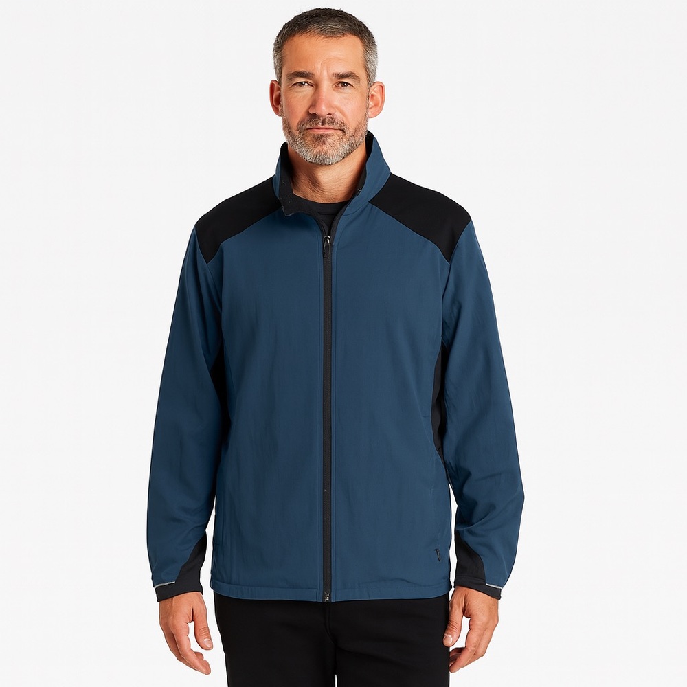 REI Blue Black Full Zip Softshell Jacket XL Thermal Lined Outdoor Windbreaker